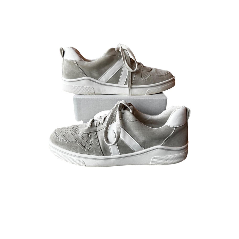 MIA Women Light Gray Suede Perforated Low Top Platform Sneakers Shoes Size 8.5